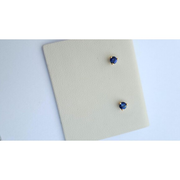 Blue Sapphire 3-prong 14K Solid Gold Stud Earrings 0.30 CTW - Picture 7 of 7